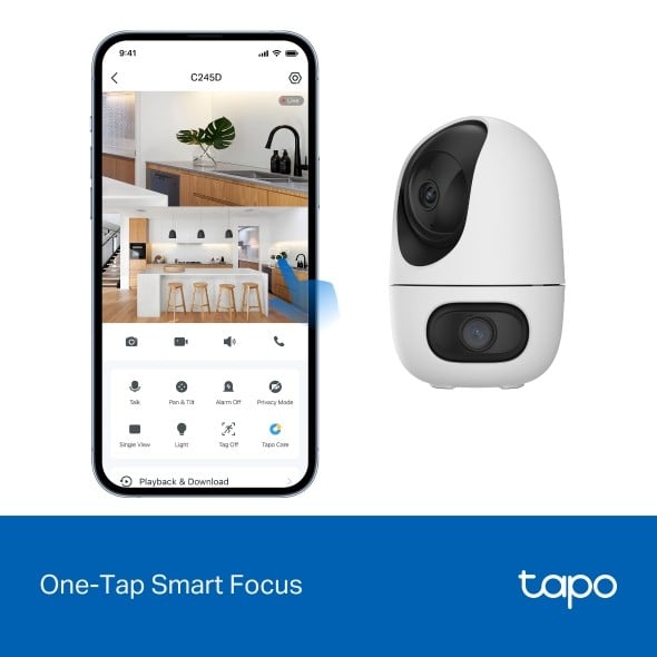 TP-Link Tapo C245D Sphérique Caméra de sécurité IP Intérieure 2304 x 1296 pixels Plafond/mur