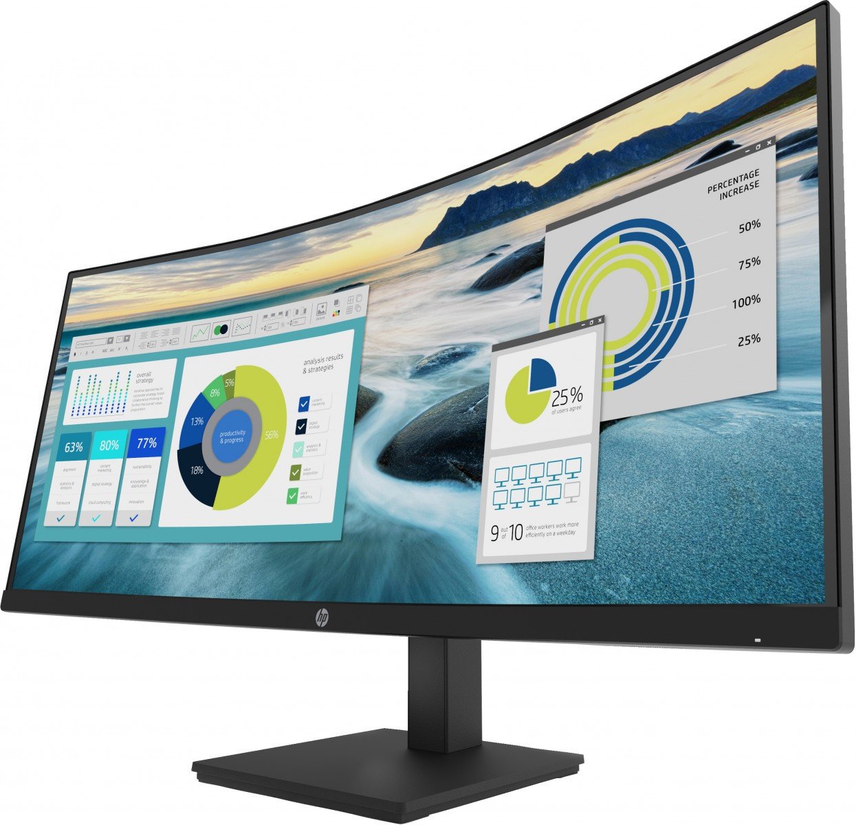 HP Écran incurvé P34hc G4 WQHD 34p WQHD 3440x1440 HDMI USB-C USB port USB hub DisplayPort 3/3/0