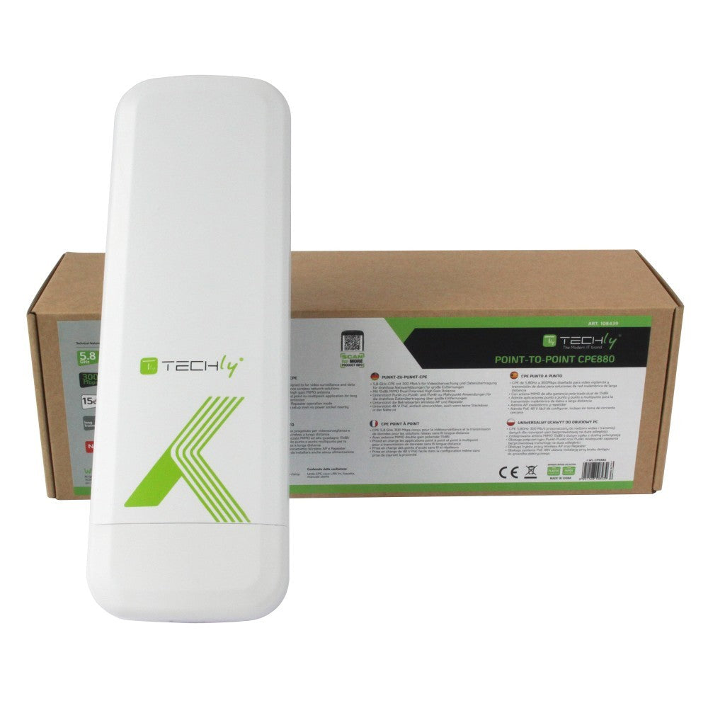 Techly I-WL-CPE880 Dispositif externe CPE/Point d'acces/Répéteur 5,8GHz 15dBi 300Mb/s