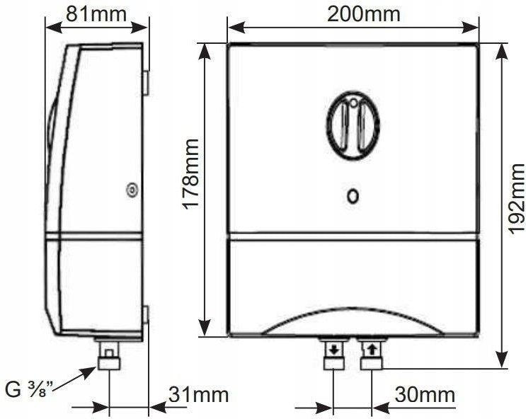 BIAWAR 10710 Chauffe-eau instantané monophasé OSKAR sous évier a pression OP-5 C