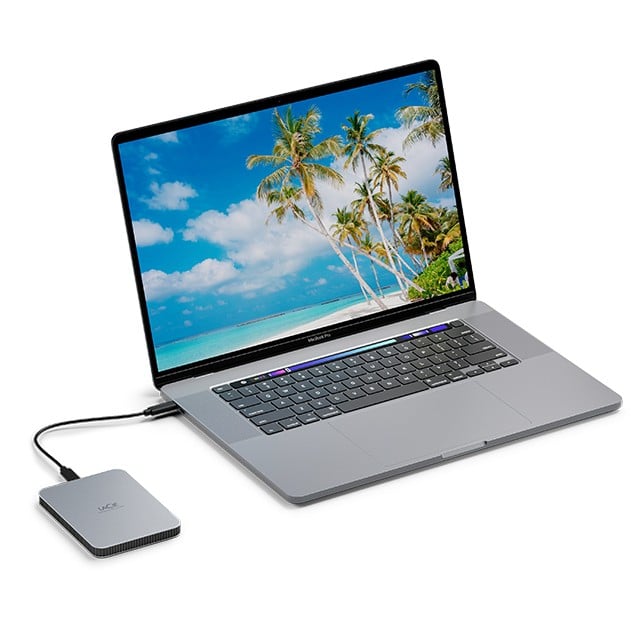 LACIE Mobile Drive HDD USB-C 1To 2.5p Moon Silver with USB-C cable