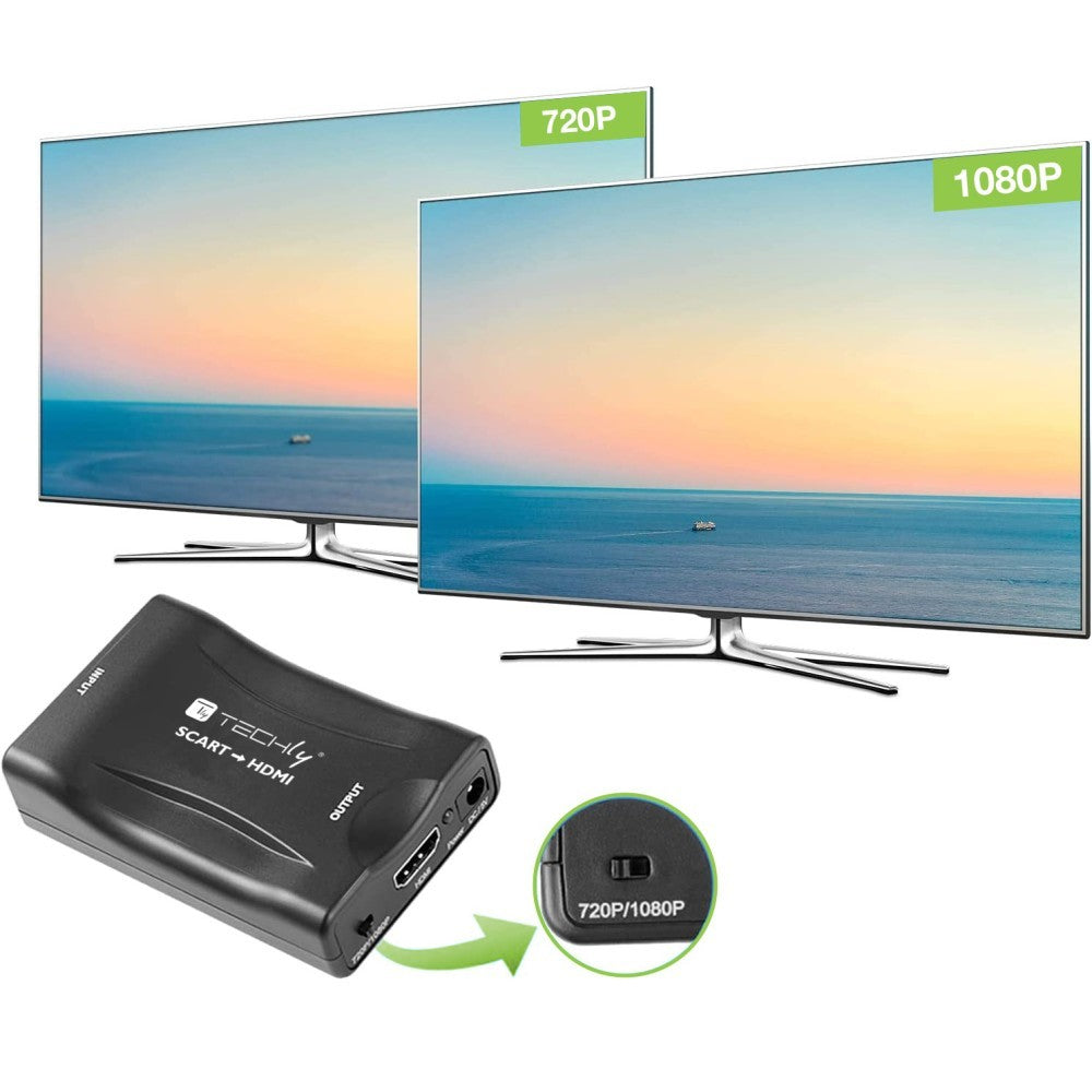 Techly IDATA SCART-HDMI3 Convertisseur AV Euro SCART vers HDMI 720p/1080p