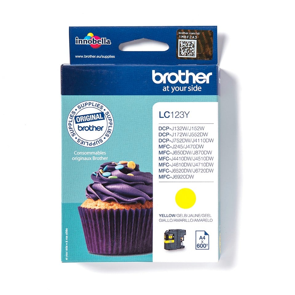 BROTHER LC-123 cartouche dencre jaune capacité standard 600 pages pack de 1