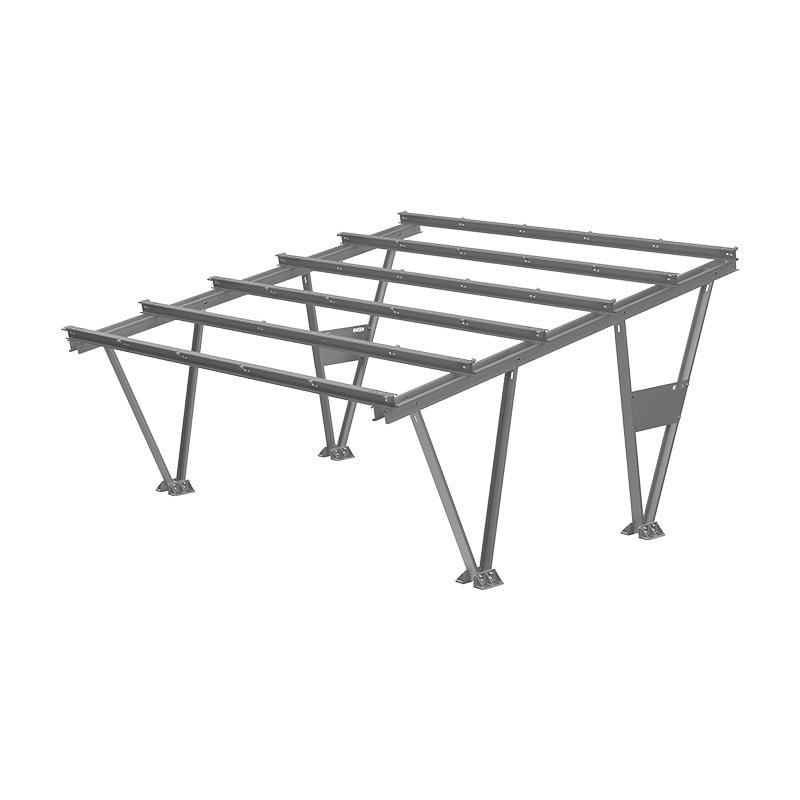 KENO W-01-00-L Carport a deux stations Magnelis - sans modules. Compatible avec des modules de dimensions allant de 2050x1134mm a 2465x1134mm (sans pinces ni vi