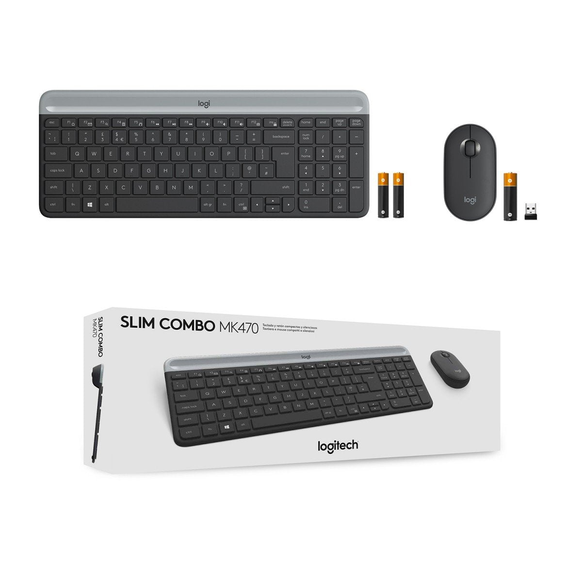Logitech Slim MK470 clavier Souris incluse Universel RF sans fil QWERTY US International Graphite