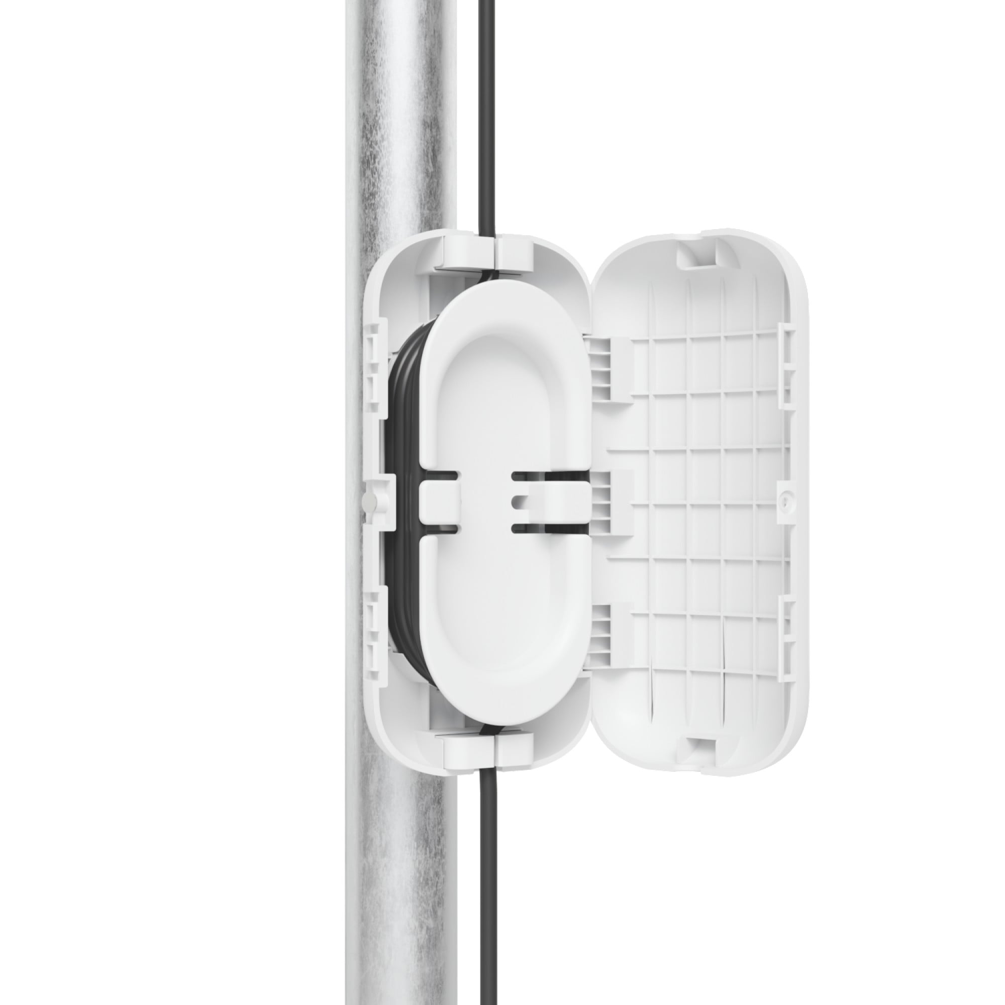 "Ubiquiti UACC-Fiber-SR-Kit Enceinte résistant aux intempéries, pouvant etre montée sur poteau ou mur, avec un enrouleur détachable pour organiser et réduire la "