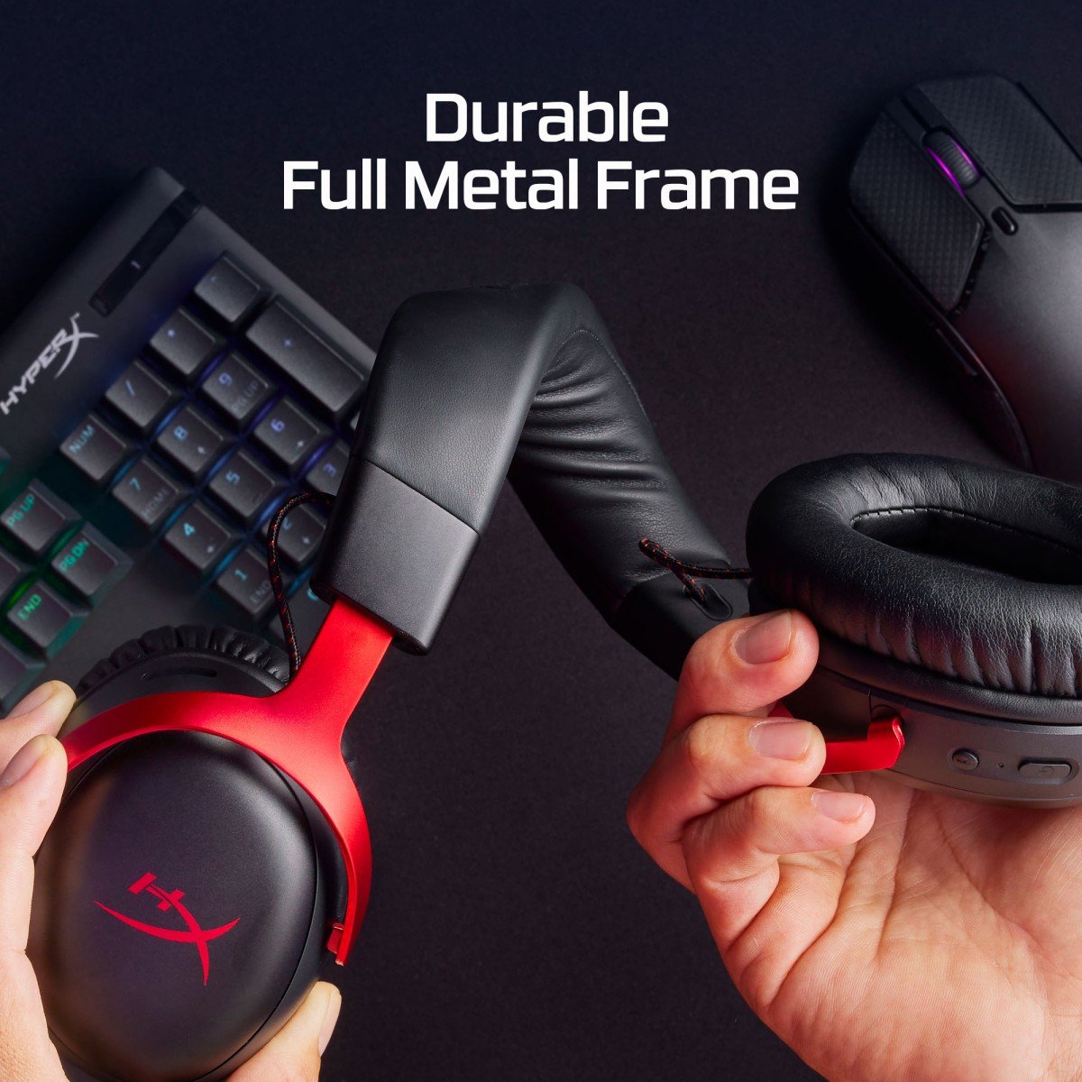 Casque sans fil HyperX Cloud III avec microphone, rouge