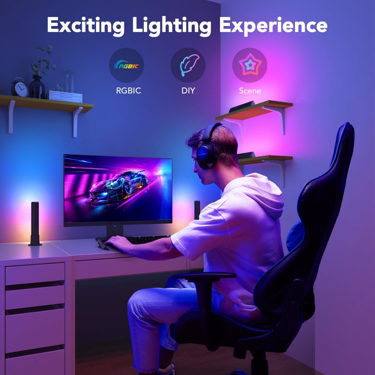 Govee H6056 Flow Plus | Lumieres LED | RGBICWW, Wi-Fi, Alexa, Google