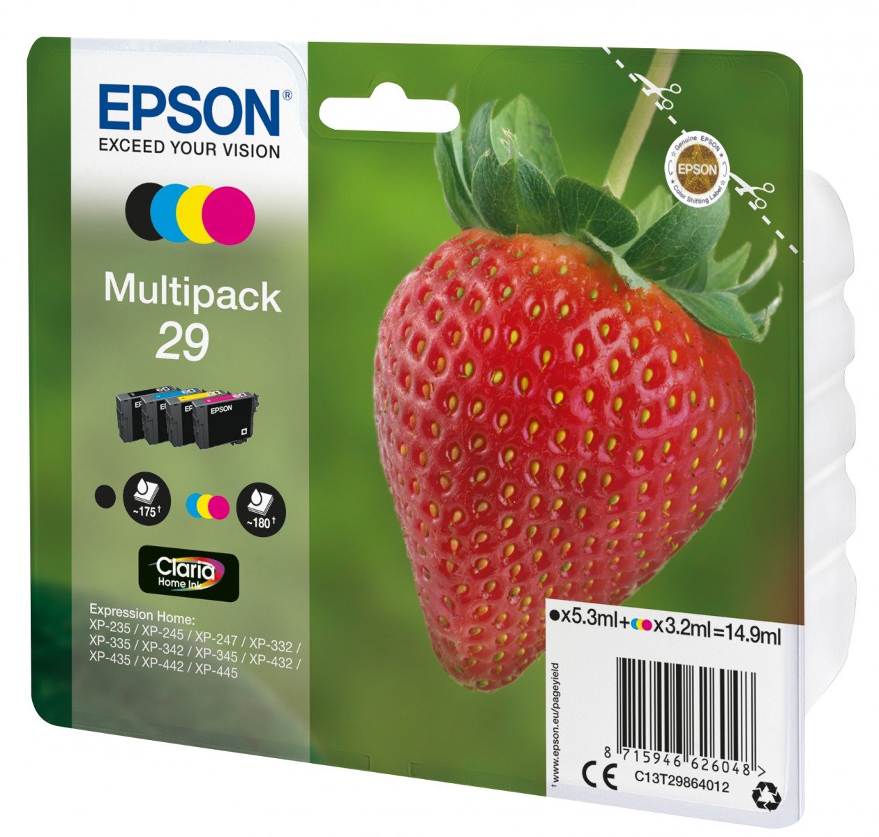 EPSON 1LB Multipack Fraise - Ink Claria Home Black Cyan Magenta Yellow w/s