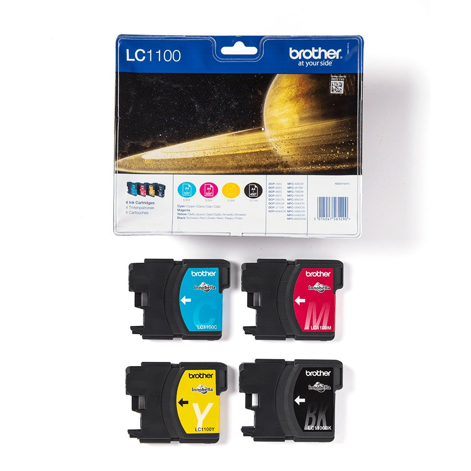 BROTHER LC-1100 cartouche d encre noir et tricolore capacité standard noir: 9.5ml, couleur: 7.5ml noir: 450p, couleur: 325 pages pa