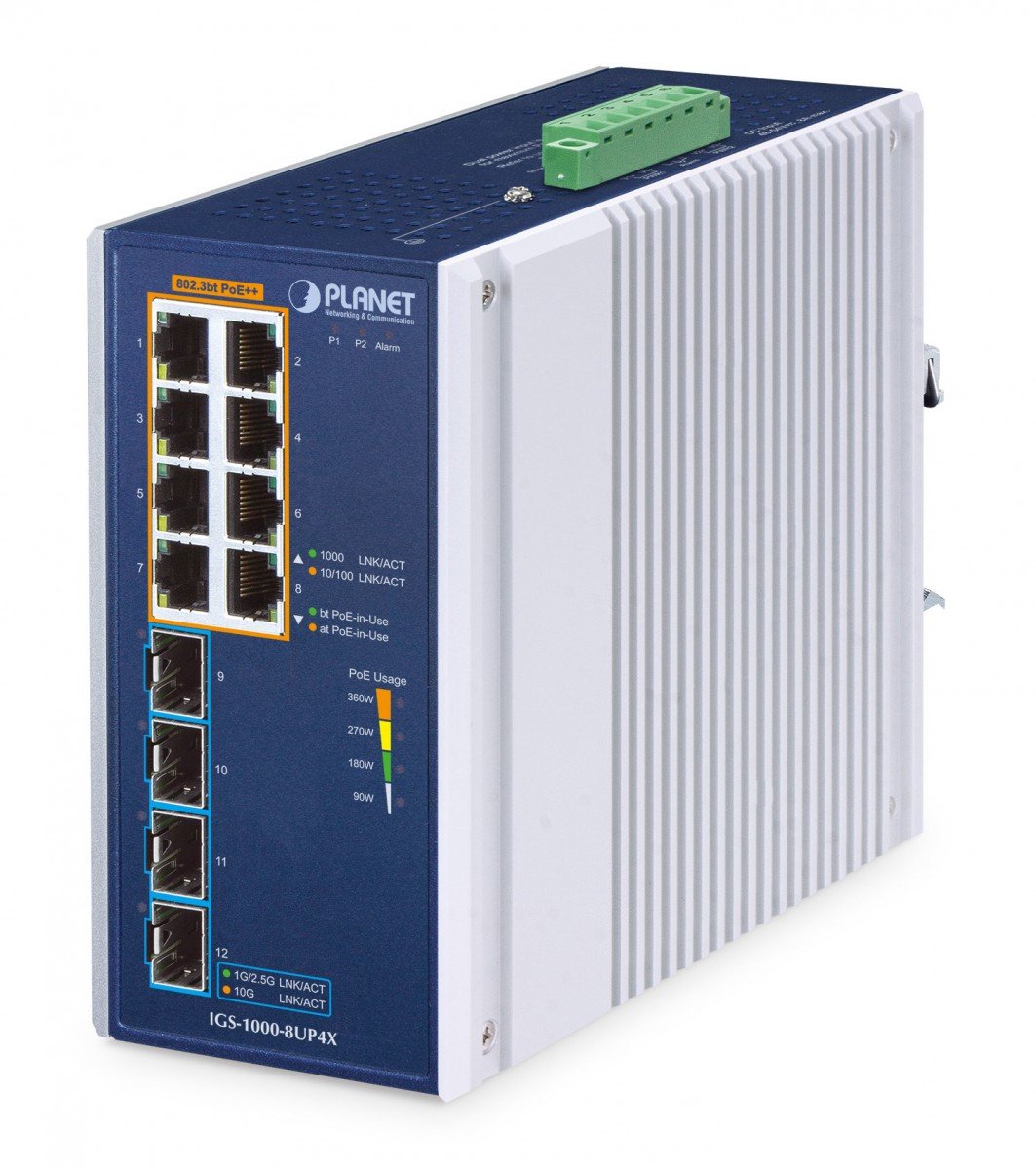 Planet IGS-1000-8UP4X Commutateur Gigabit Industriel Non Géré a 8 Ports