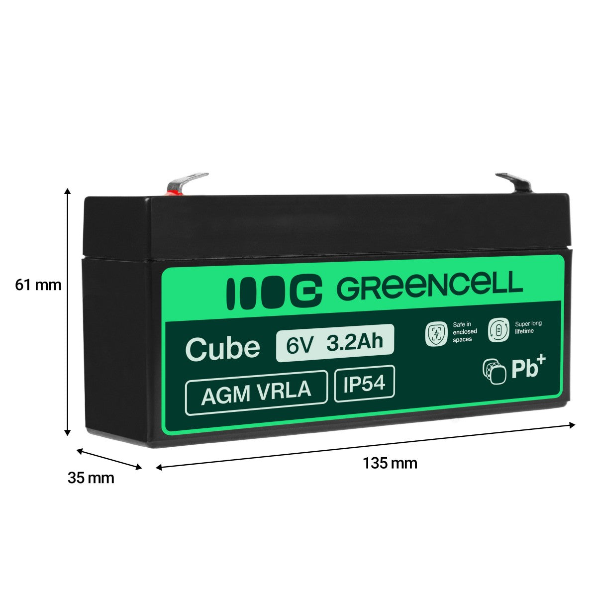 Green Cell AGM14 Batterie de l'onduleur Sealed Lead Acid (VRLA) 6 V 3,2 Ah