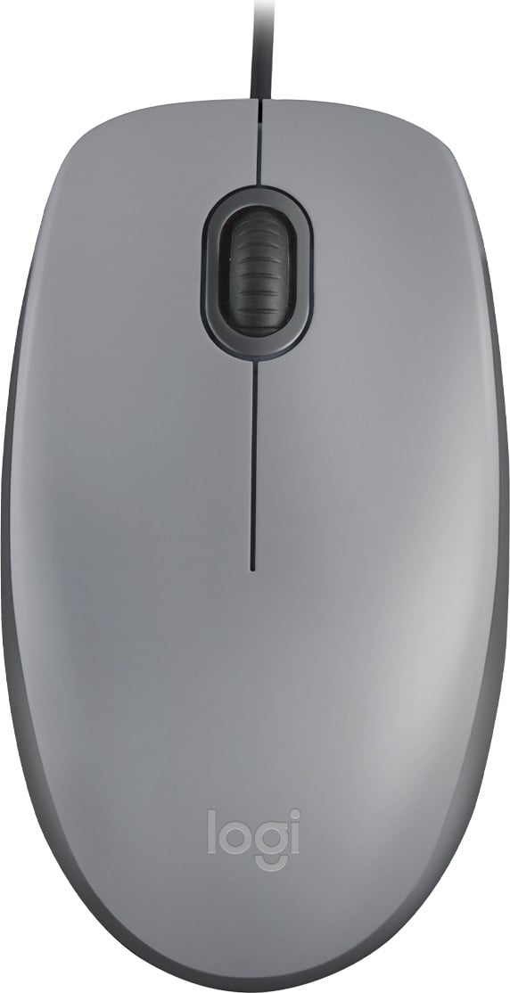 LOGITECH M110 Silent Mouse right and left-handed optical 3 buttons wired USB-A mid grey
