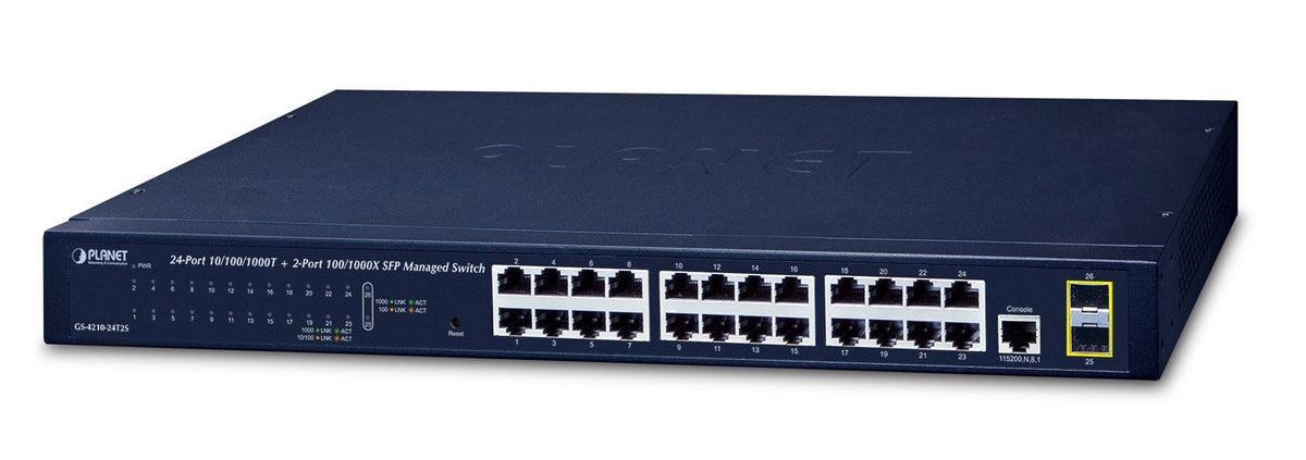 PLANET GS-4210-24T2S commutateur réseau Géré L2 Gigabit Ethernet (10/100/1000) 1U Bleu