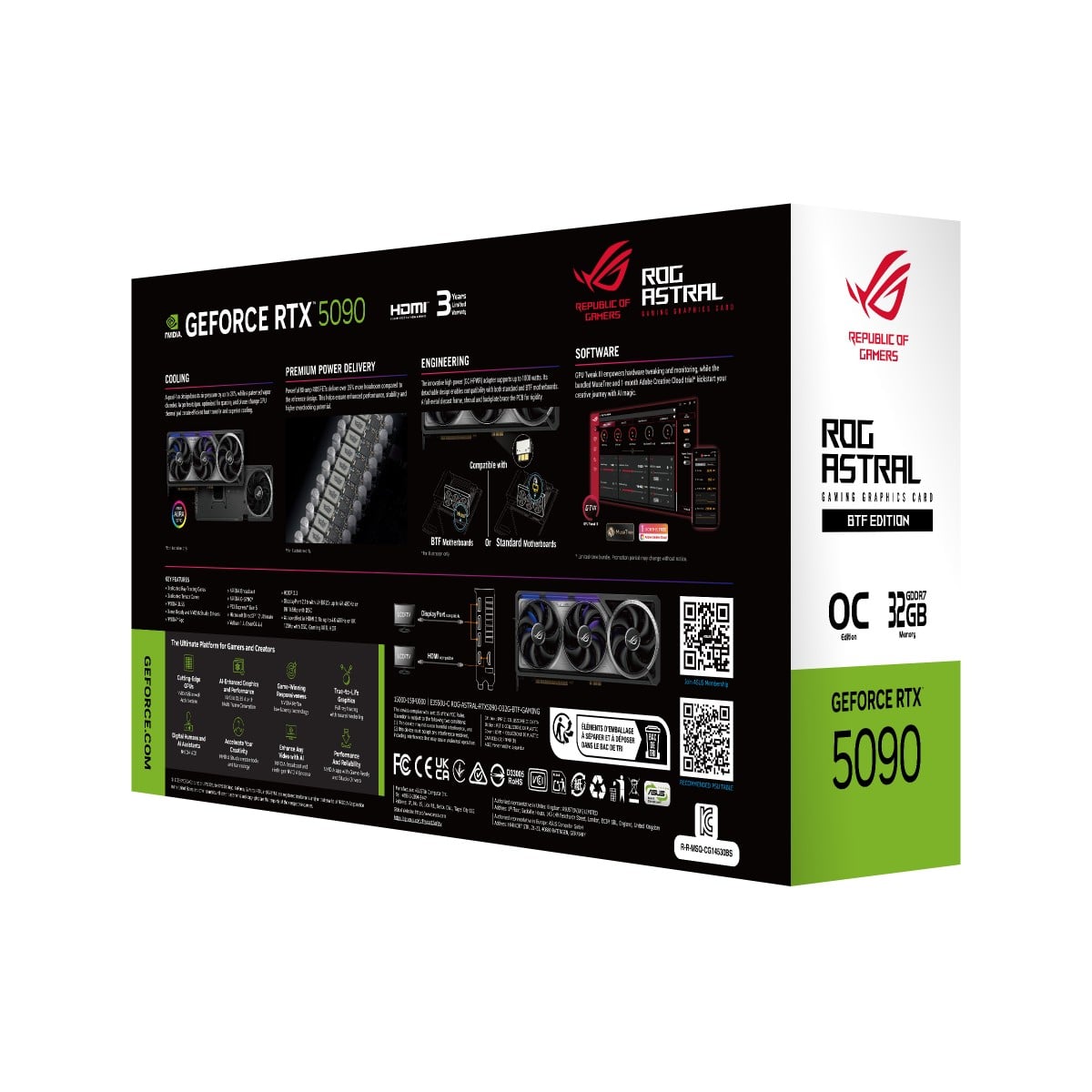 ASUS ROG Astral GeForce RTX 5090 BTF OC Edition Gaming Graphics Card PCIe 5.0 32Go GDDR7 HDMI 2.1 DP 2.1