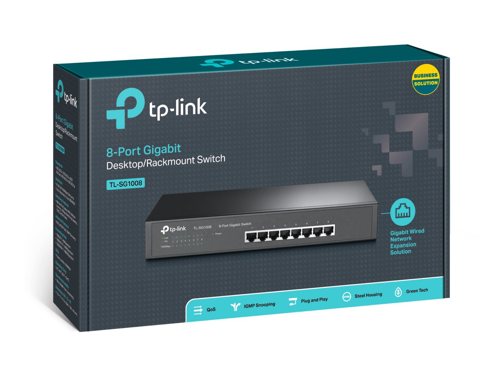 TP-Link TL-SG1008 commutateur réseau Non-géré Gigabit Ethernet (10/100/1000) Noir