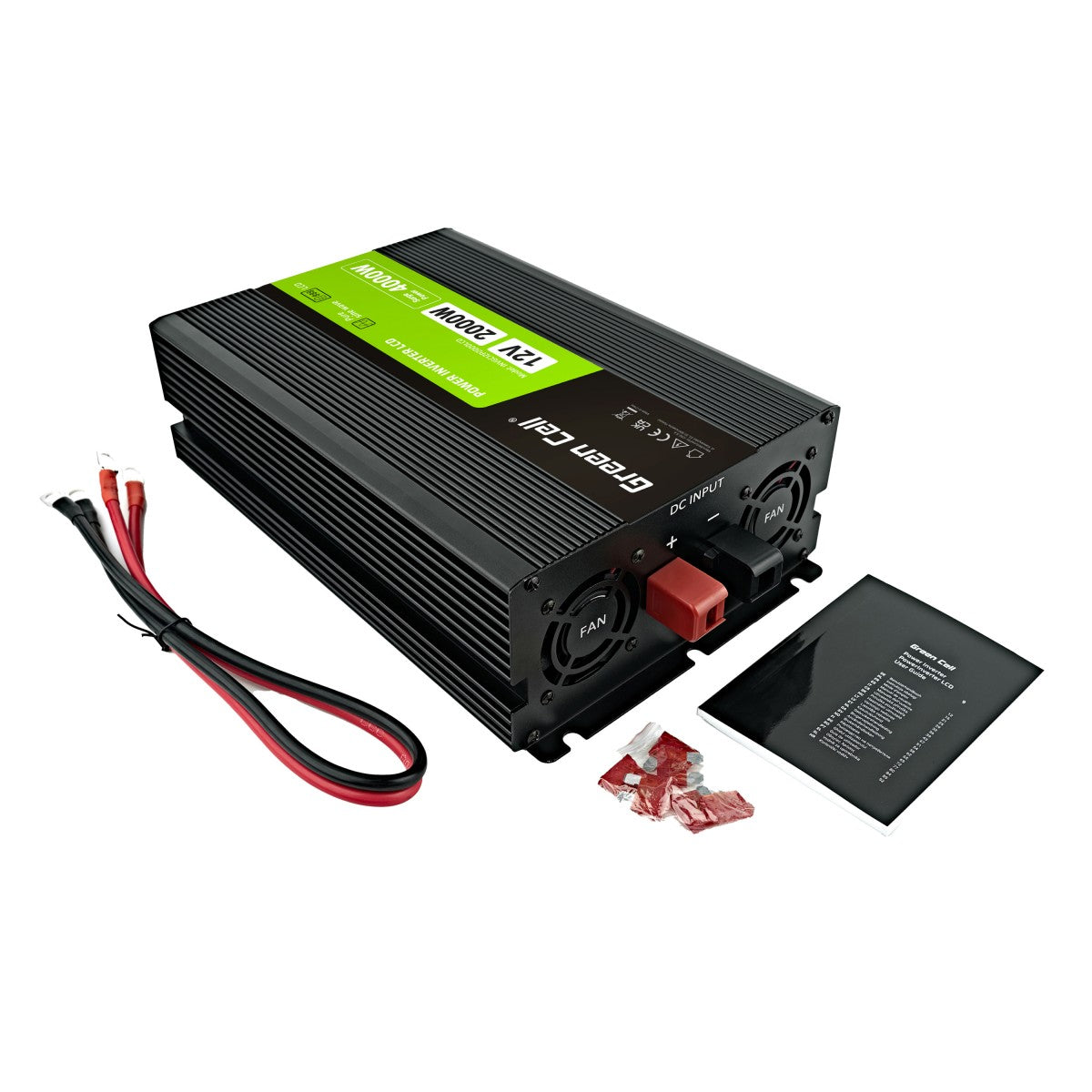 Green Cell Przetwornica napicia PowerInverter LCD 12 V 2000W/40000W Przetwornica samochodowa z wywietlaczem - czysty sinus adaptateur de puissance & onduleur Au