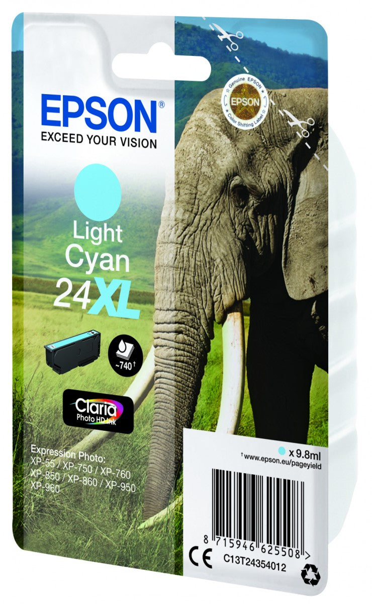 EPSON 5LB 24XL ink cartridge light cyan high capacity 9.8ml 740 pages 1-pack RF-AM blister w/s
