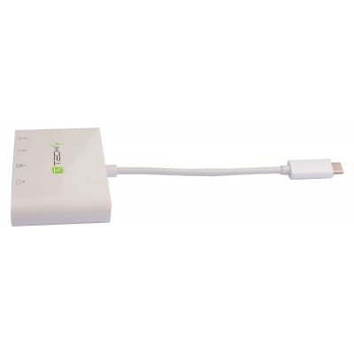Techly IADAP USB31-DOCK1 Adaptateur USB-C vers HDMI 4K, USB-A 3.0, RJ45 Gigabit, USB-C PD