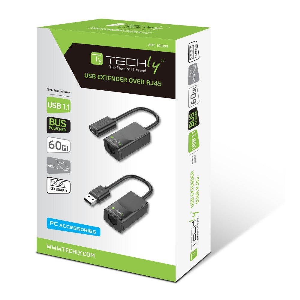 Techly IUSB-EXTENDTY2 Extenseur USB jusqu'a 60m sur câble réseau RJ45