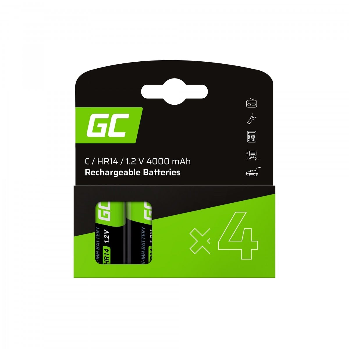 Green Cell GR14 Piles rechargeables 4x C R14 HR14 Ni-MH 4000mAh 1.2V