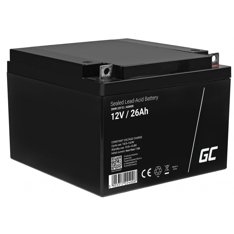 Green Cell Battery AGM VRLA 12V 26Ah - Battery - 26.000 mAh