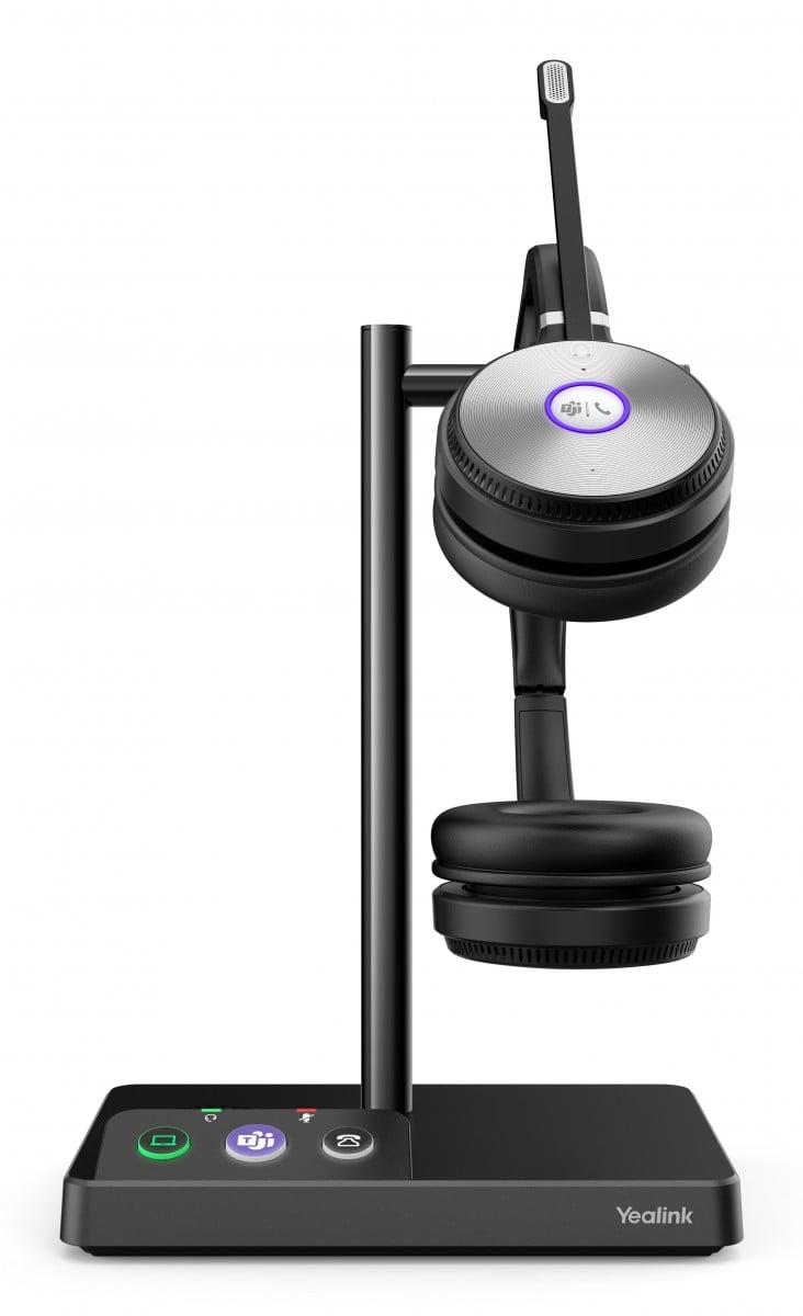 Yealink WH62 Dual Teams Sans fil Arceau Bureau/Centre d'appels Micro-USB Socle de chargement Noir