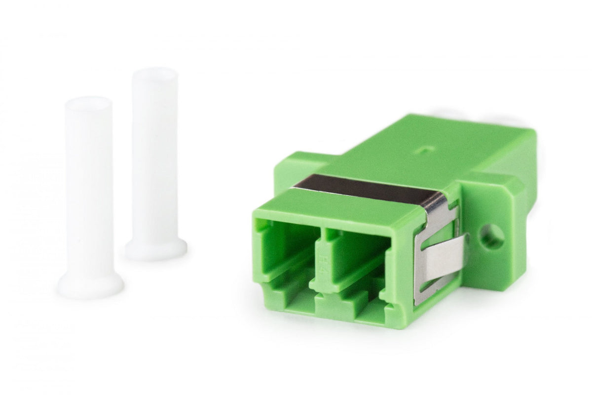 Adaptateur fibre optique LC APC/LC APC duplex, monomode OS2, manchon en céramique, vert