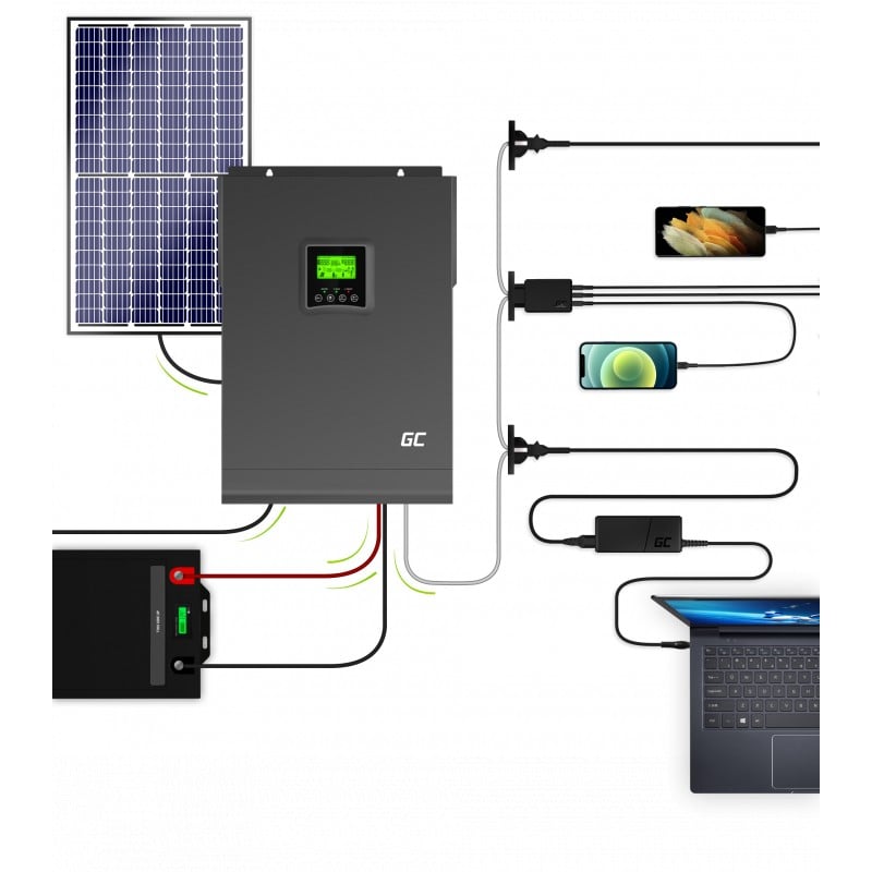 Green Cell Solar Inverter & MPPT Charger - 230VAC - 3000VA/3000W Pure Sine Wave