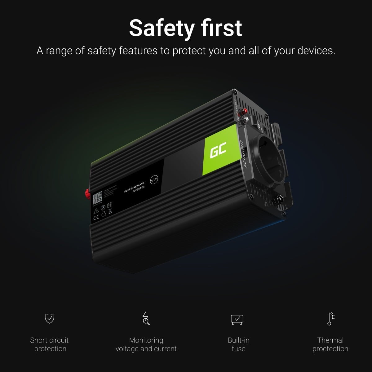Green Cell INV03DE - Universel - Auto/Indoor - 12 V - 500 W - 230 V - 50 Hz
