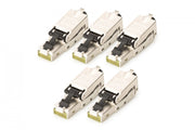 Connecteur modulaire RJ45 cat.6A, PoE+, 10GbE, blindé, verrouillable, sans outil, 45mm, AWG 27-22, 5 pieces