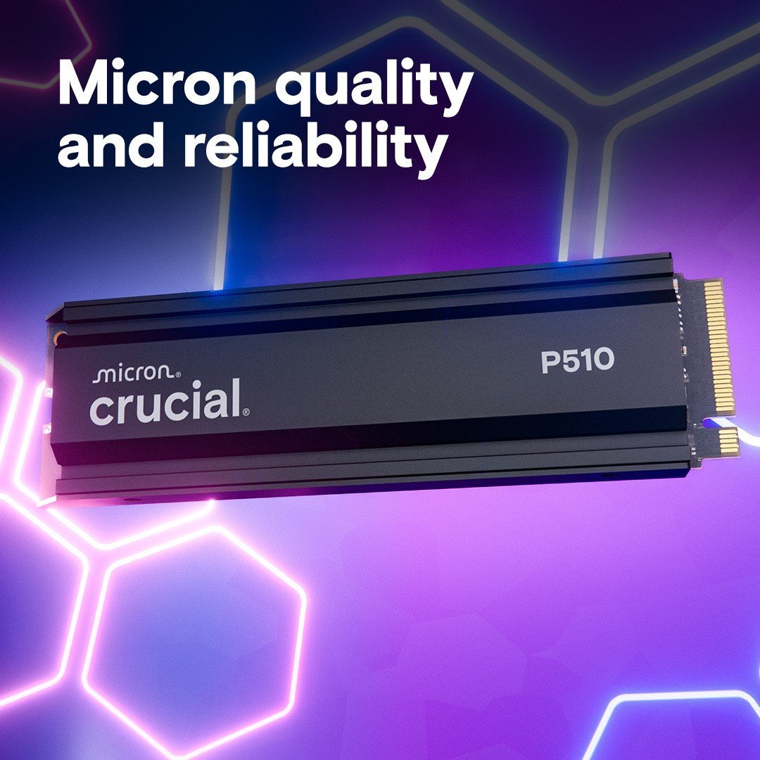 Crucial P510 1TB NVMe SSD w/heatsink