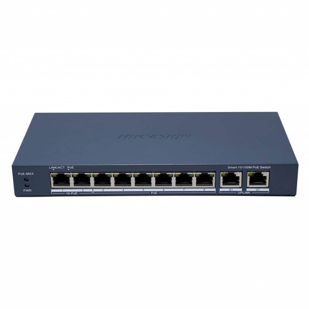 Hikvision DS-3E1310HP-EI(B) commutateur réseau Géré Fast Ethernet (10/100) Connexion Ethernet, supportant l'alimentation via ce port (PoE) Gris