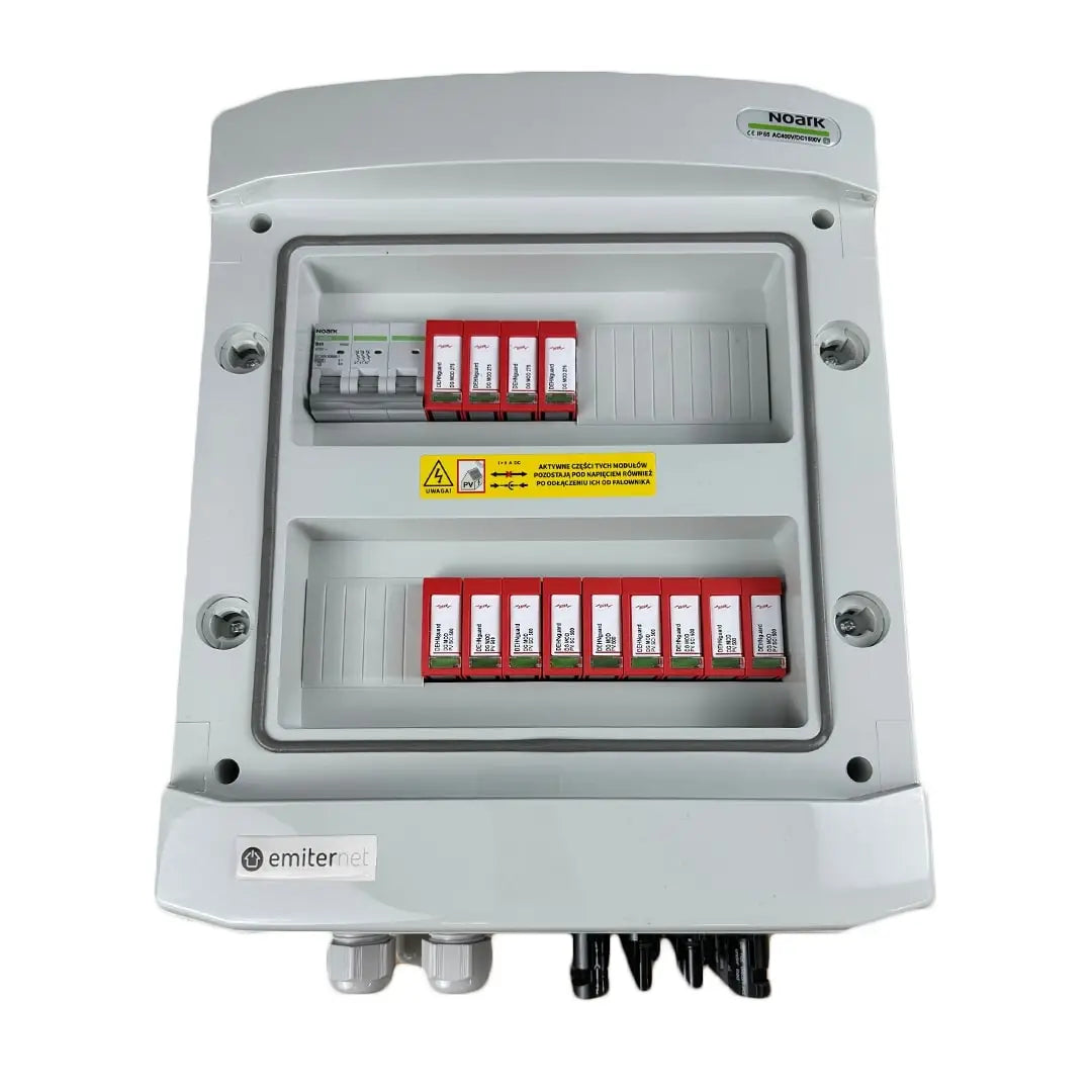 EMITER EM-149_DCAC Tableau de distribution DCAC, IP65, SPD DC Dehn 1000V type 2, 3 chaînes PV, 3 MPPT, SPD AC Dehn type 2, 40A 3-F