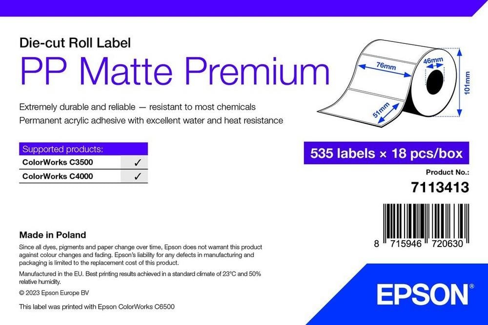 Epson 7113413 étiquette a imprimer Blanc Imprimante d'étiquette adhésive