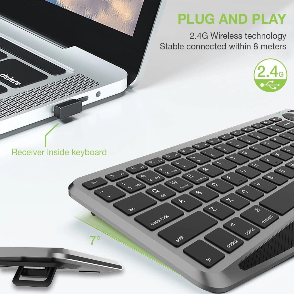 Clavier sans fil Bluetooth 2.4GHz USB Techly ICTB9801TB avec pavé tactile LED