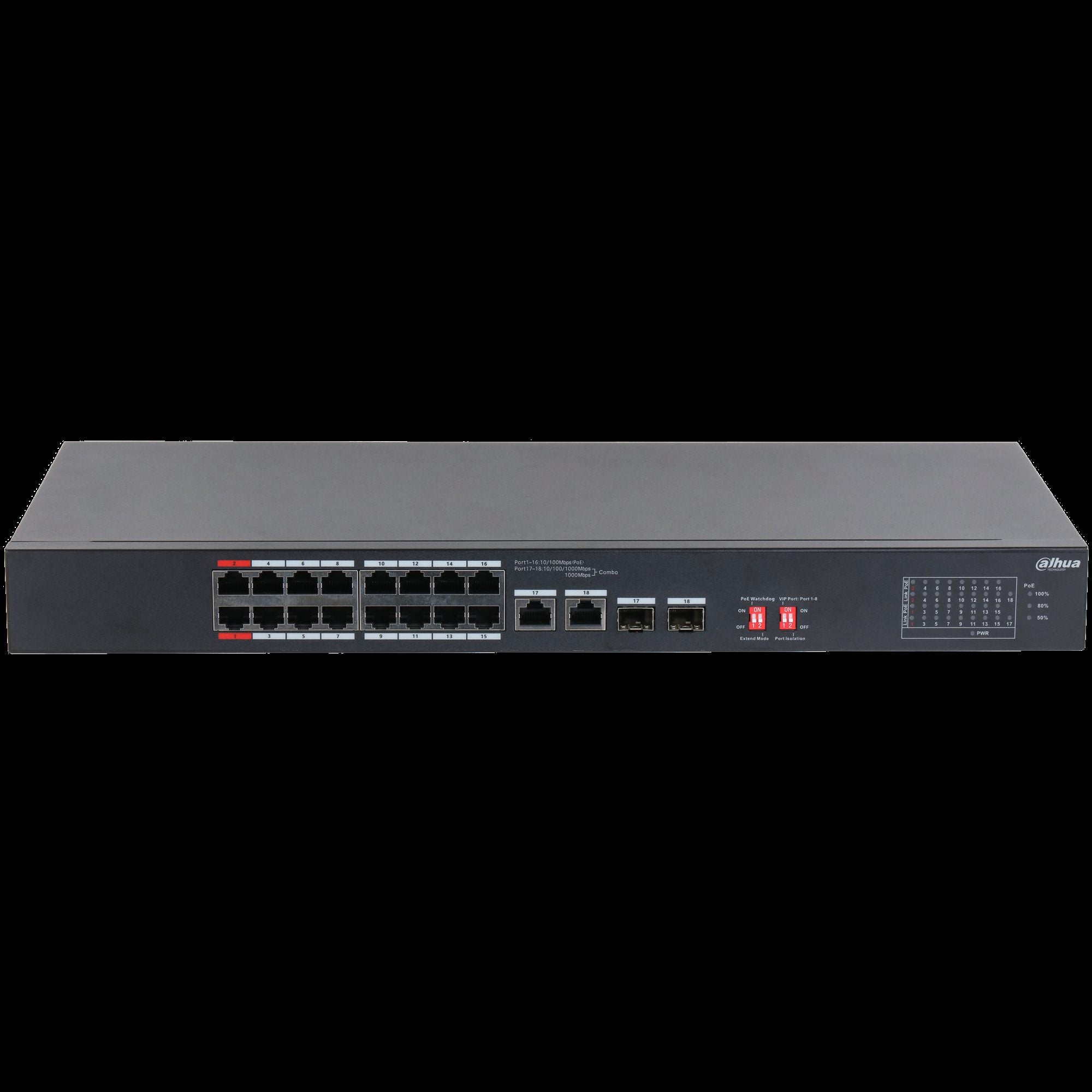 Dahua S3218-16ET-135 Commutateur de bureau non géré 18 ports avec 16 ports PoE