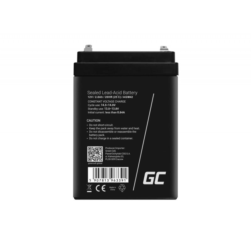 Green Cell AGM Battery 12V 2.8Ah - Battery - Baby (C)