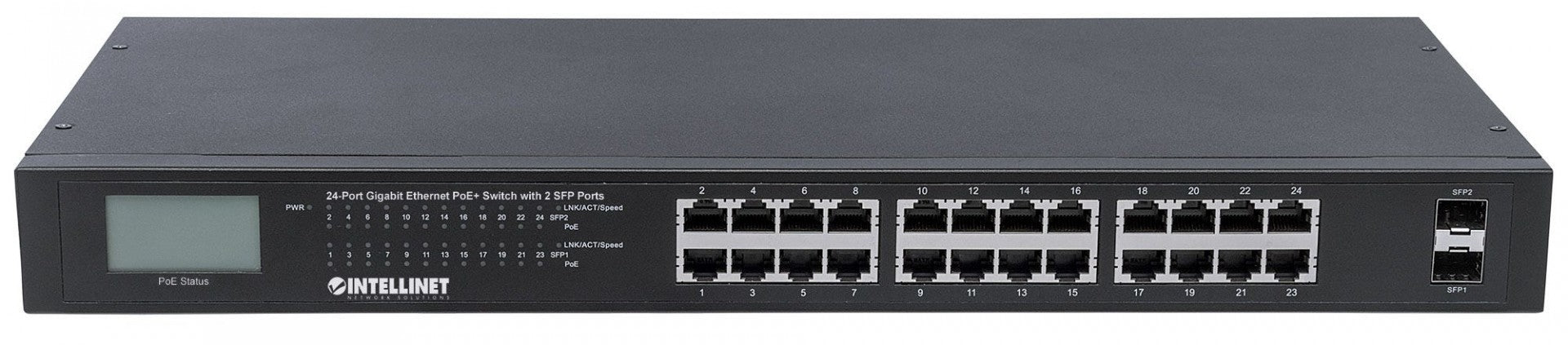 Intellinet 561242 commutateur réseau Non-géré Gigabit Ethernet (10/100/1000) Connexion Ethernet, supportant l'alimentation via ce port (PoE) 1U Noir