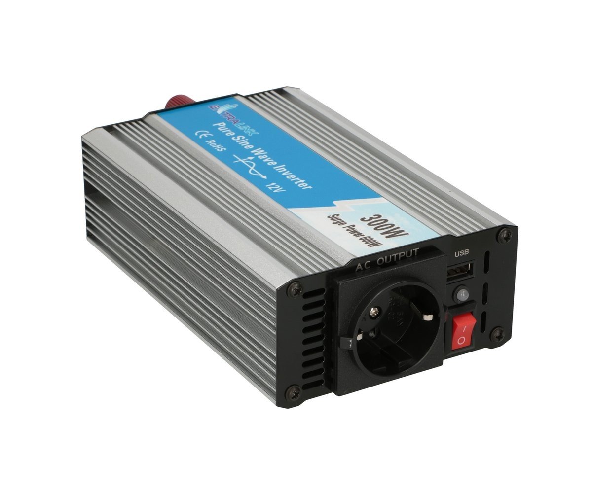 Extralink CAR VOLTAGE CONVERTER 12V - 230V, 300W, PURE SINUS OPIP-300W adaptateur de puissance & onduleur Auto Aluminium