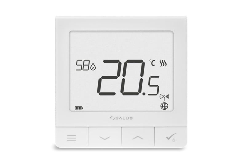 SALUS SQ610RF Contrôleur de température avec capteur d'humidité, alimenté par batterie