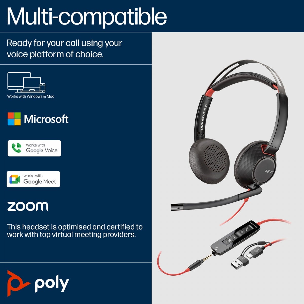 HP Poly BW 5220 USB-C HS +3.5mmP +USB-C/A
