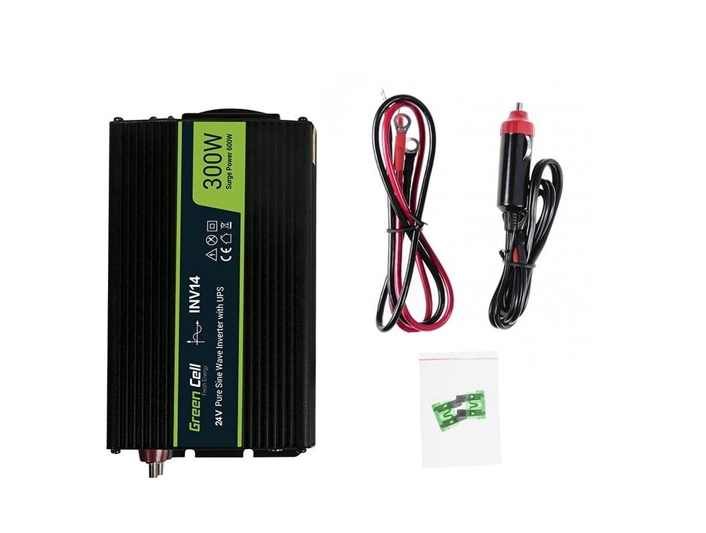Green Cell INV14 adaptateur de puissance & onduleur Auto 300 W Noir