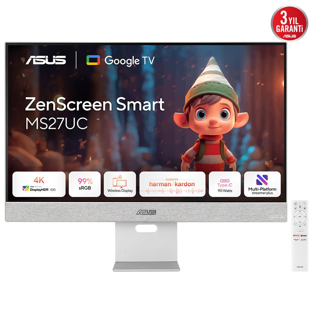 "ASUS ZenScreen Smart Monitor MS27UC écran plat de PC 68,6 cm (27"") 3840 x 2160 pixels 4K Ultra HD LCD Gris"