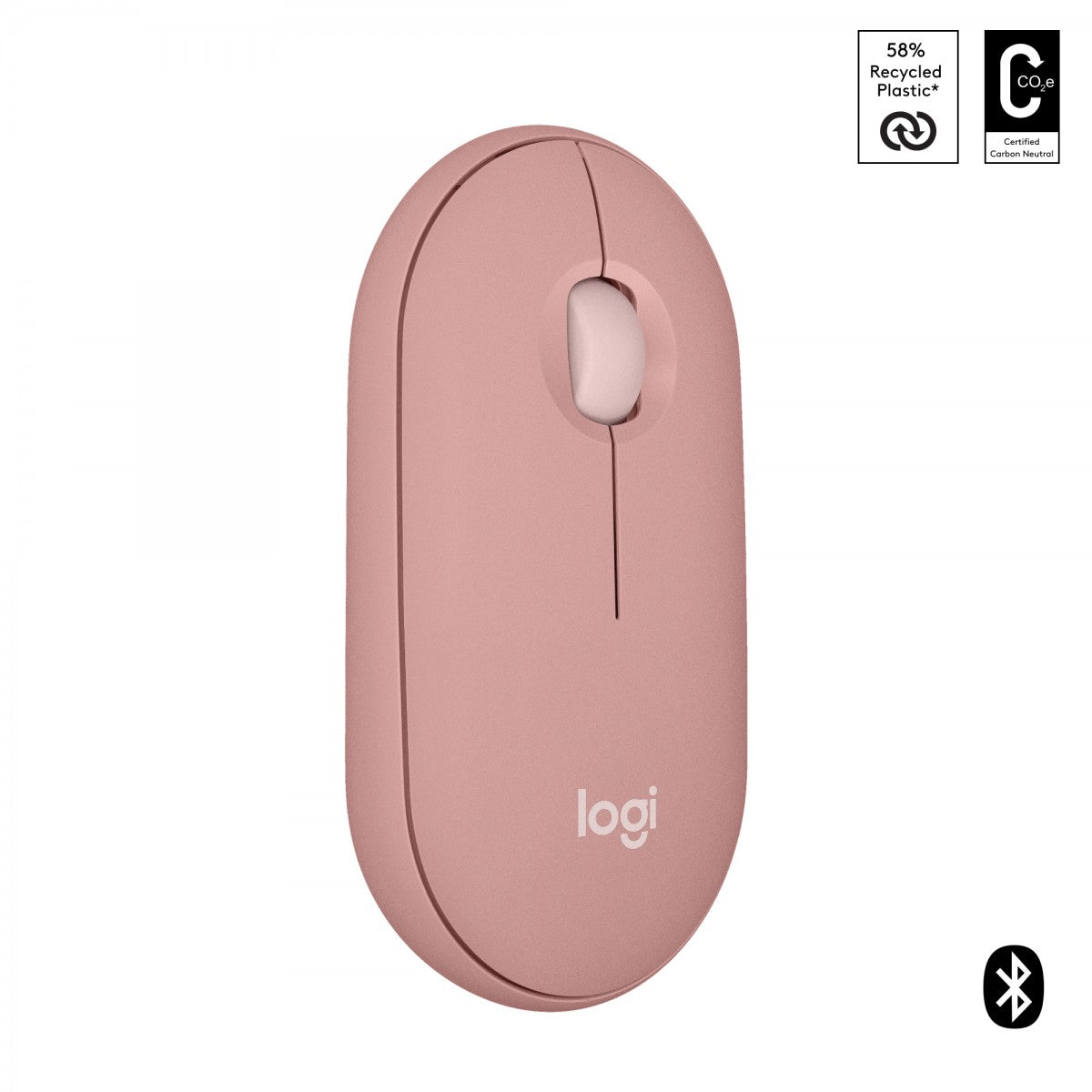 LOGITECH Pebble Mouse 2 M350s Mouse optical 3 buttons wireless Bluetooth 5.2 LE tonal rose