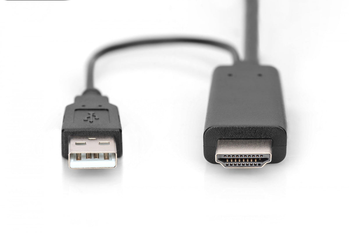 Digitus AK-330111-020-S câble vidéo et adaptateur 2 m HDMI Type A (Standard) DisplayPort + USB Type-A Noir