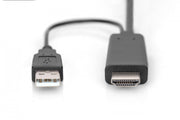 Digitus AK-330111-020-S câble vidéo et adaptateur 2 m HDMI Type A (Standard) DisplayPort + USB Type-A Noir
