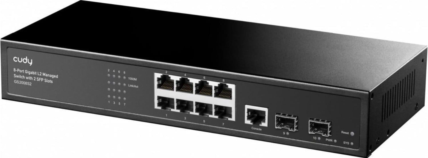 Cudy GS2008S2 commutateur réseau Géré L2 Gigabit Ethernet (10/100/1000) 1U Noir
