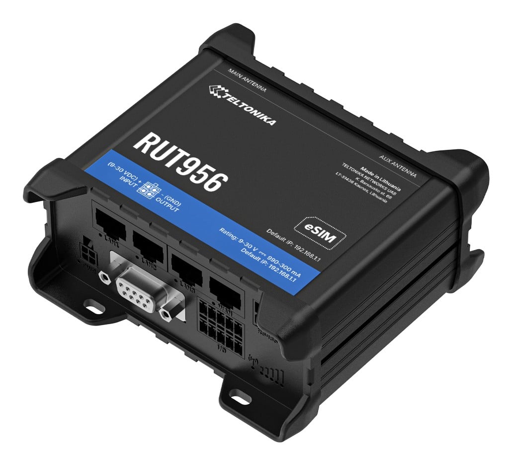 TELTONIKA NETWORKS RUT956 DUAL SIM 4G/LTE/3G/2G RS232 RS584 WiFi router eSIM version