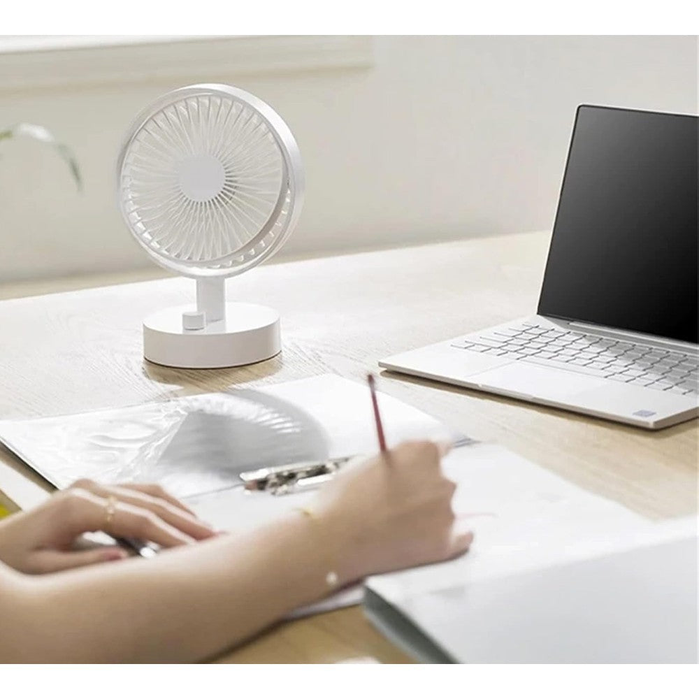 Techly IC-FAN-DSK2W Ventilateur de bureau sans fil avec 10 vitesses et oscillation